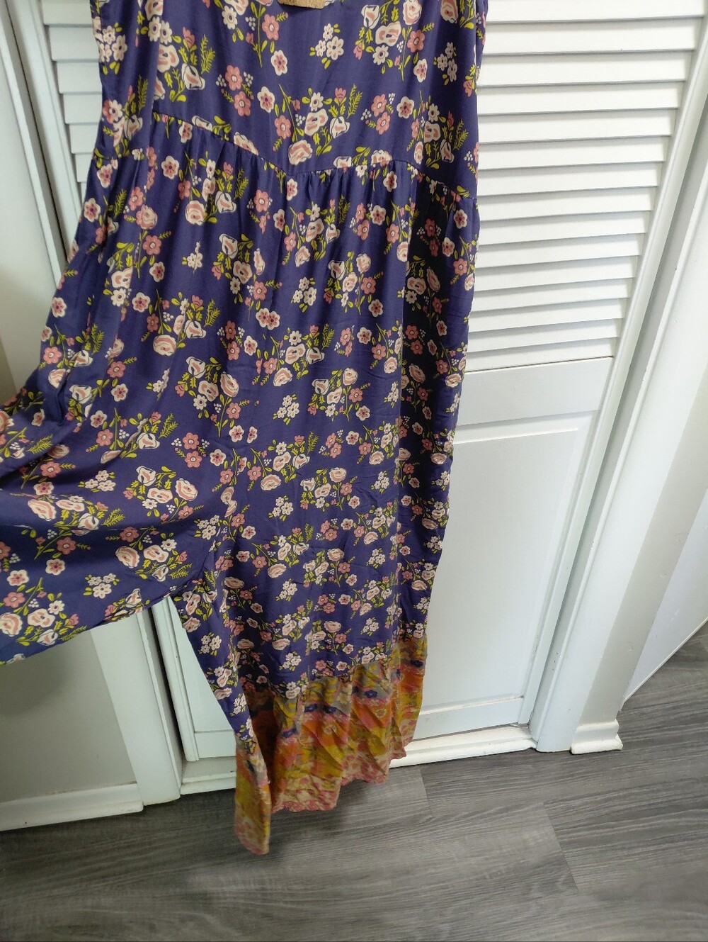 NATURAL LIFE Blue Pink Floral Spaghetti-Strap Wide Leg Jumpsuit Boho Chic - Picture 3 of 11